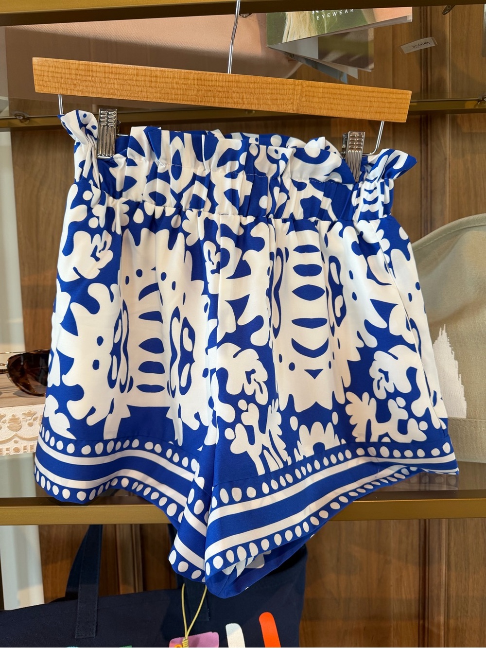Sugarlips Blue & White High Waist Paperbag Shorts